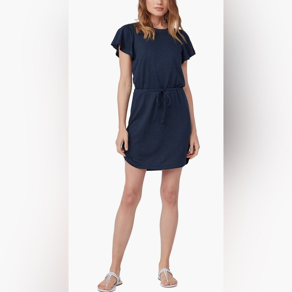 PAIGE Brielle Knit T-Shirt Dress with Flutter Sleeves in Atmosphere - Size L